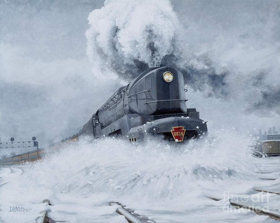 Train Painting - Dashing Through the Snow by David Mittner