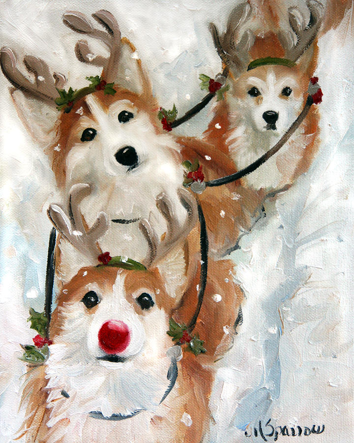 Christmas Painting - Dashing Through the Snow by Mary Sparrow