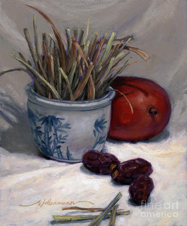 Dates Lemongrass and Mango Painting by Randy Wollenmann