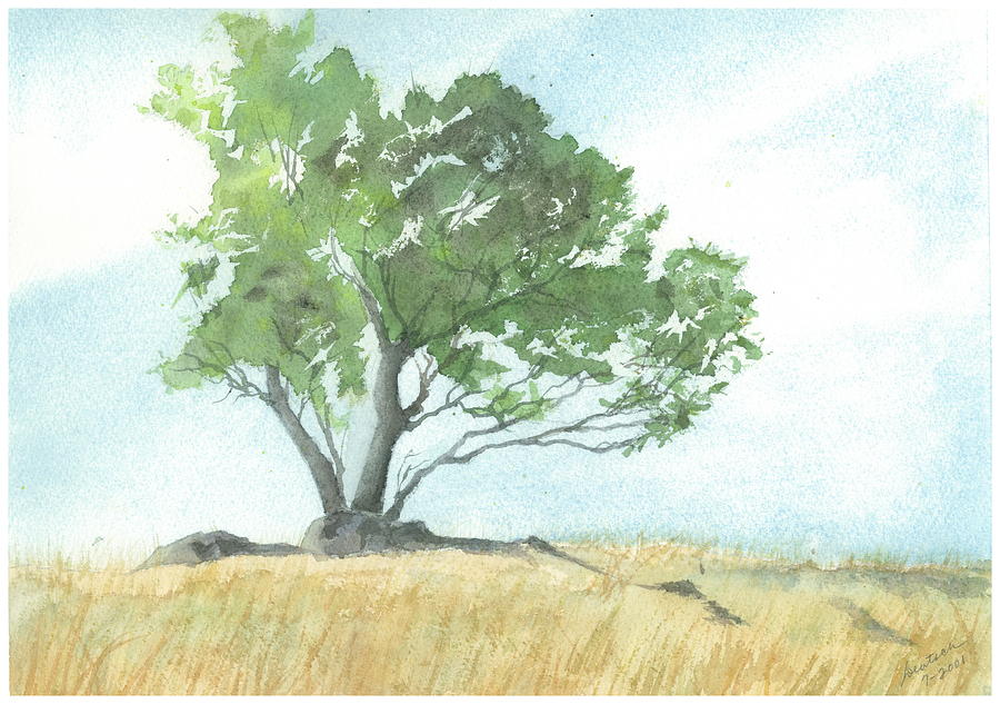 Cherry Tree Painting - Daughton Park Haiku - Survivor by Joel Deutsch
