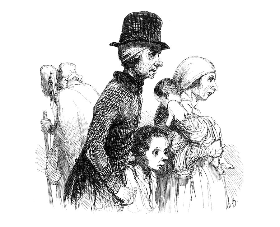 Daumier Beggars, 1843 Drawing by Granger - Fine Art America