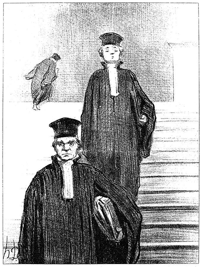 The Great Staircase at the Palais de Justice, 1848 Drawing by Honore Daumier