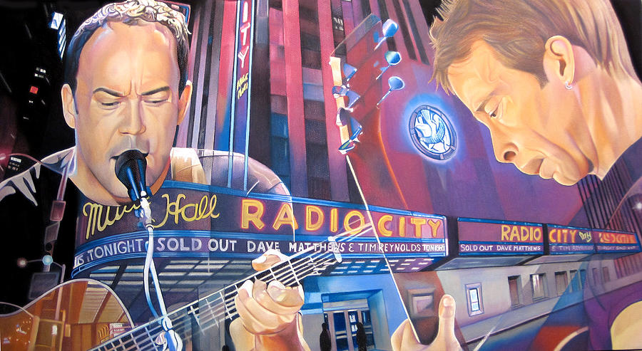 Musician Drawing - Dave Matthews and Tim Reynolds Live at Radio City by Joshua Morton