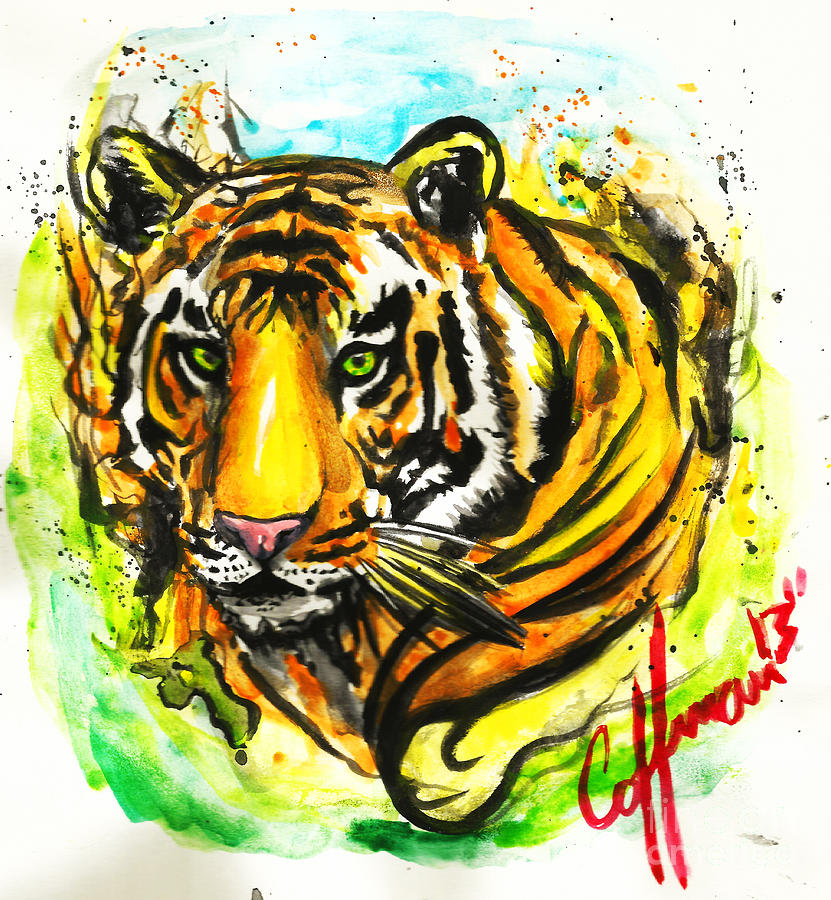 Abstract Painting - Dave the Tiger by Justin Coffman