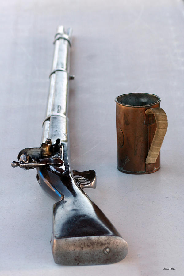Vintage Photograph - Davey Crockett Rifle and Copper Mug by Lesa Fine
