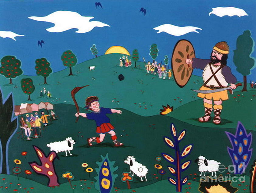 David and Goliath Painting by Joyce Gebauer