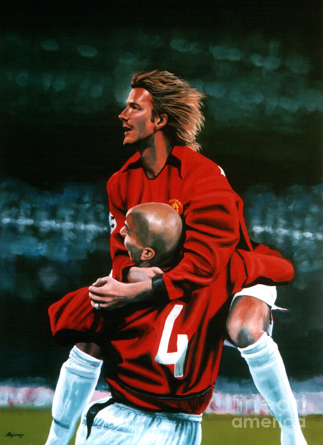 David Beckham and Juan Sebastian Veron Painting by Paul Meijering