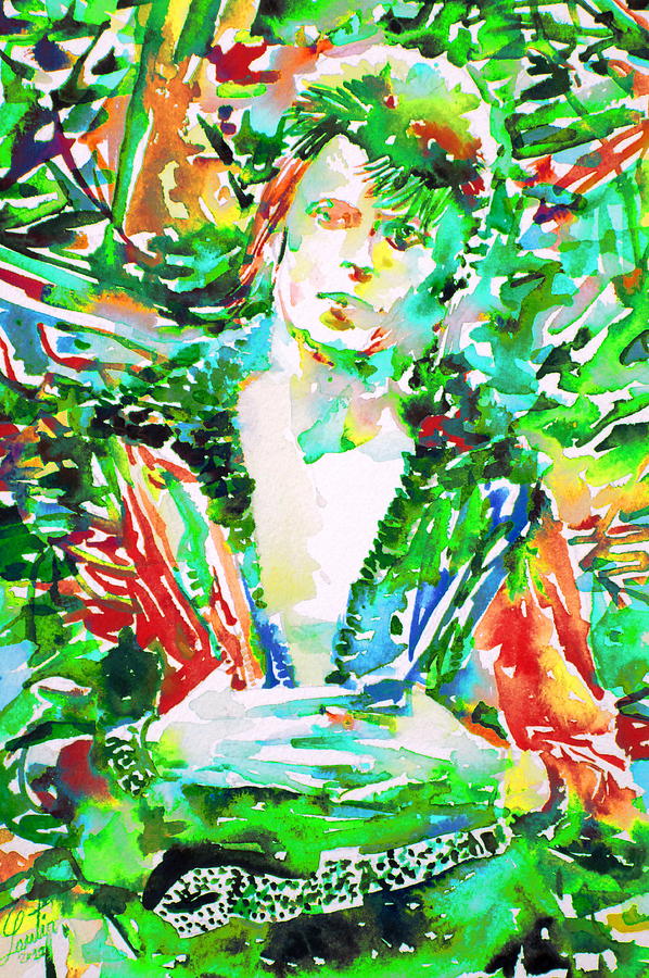 David Bowie Watercolor Portrait.2 Painting by Fabrizio Cassetta