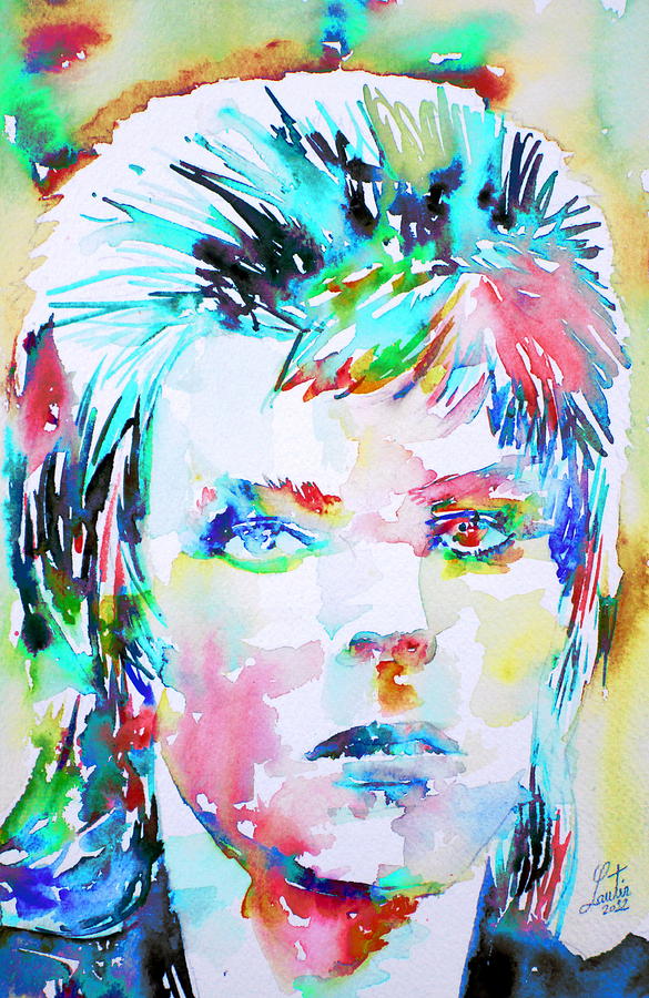 David Bowie Painting - DAVID BOWIE - watercolor portrait.6 by Fabrizio Cassetta