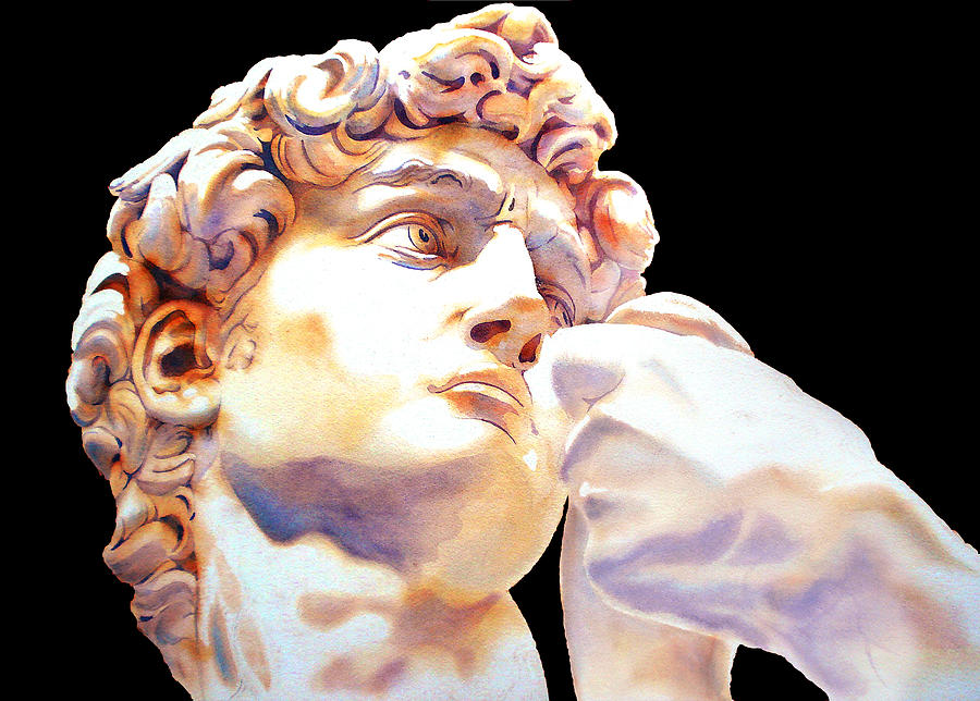 THE . DAVID .  IN BLACK   Michelangelo  Painting by J U A N - O A X A C A