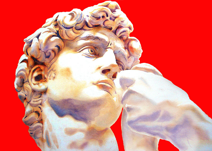 T H E . D A V I D . Michelangelo  IN RED Painting by J U A N - O A X A C A