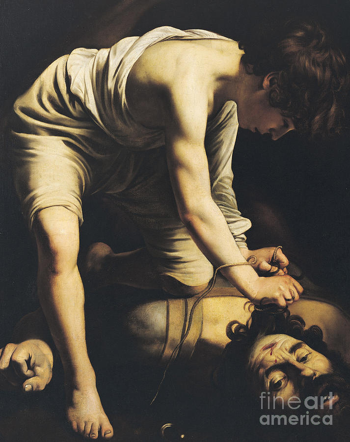 Caravaggio Painting - David Victorious over Goliath by Michelangelo Merisi da Caravaggio