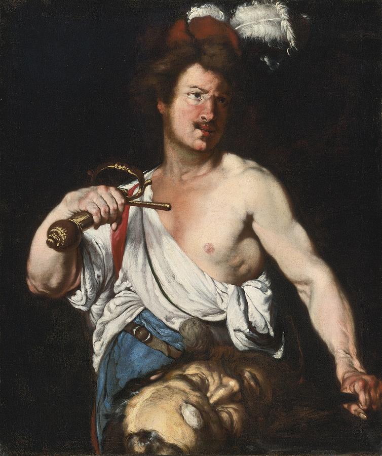 Bernardo Strozzi Painting - David With The Head Of Goliath by Celestial Images