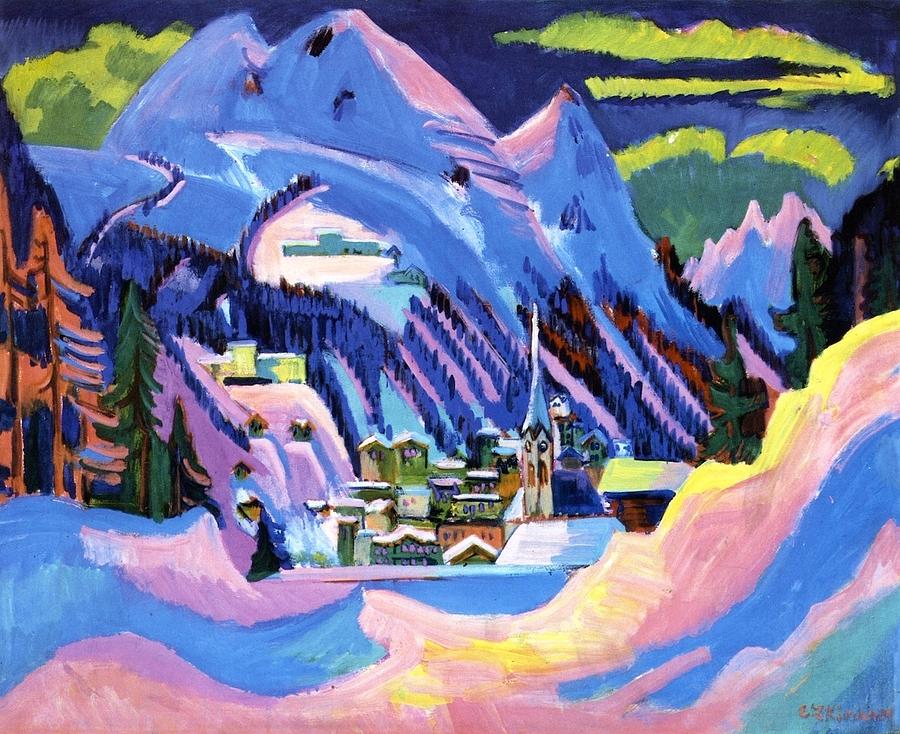 Davos in Snow Painting by Ernst Ludwig Kirchner