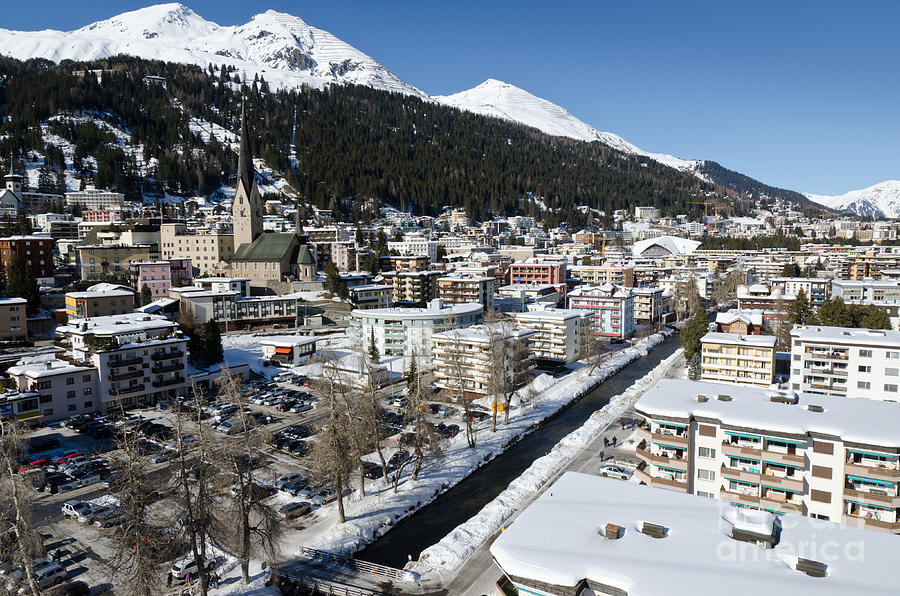 Mountain Photograph - DAVOS RIVER town switzerland by Andy Smy