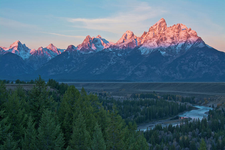 Dawn, Alpenglow, Snake River Overlook Photograph by Michel Hersen