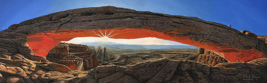 Landscape Painting - Dawn at Mesa Arch Canyonlands Utah by Richard Harpum