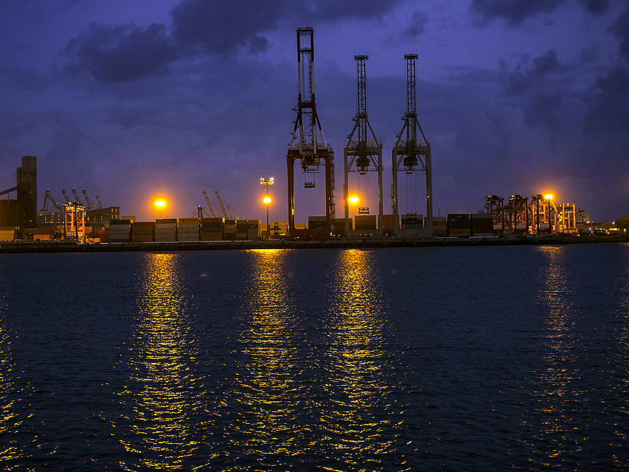 Dawn Cloaks the Port of Long Beach Photograph by Denise Dube