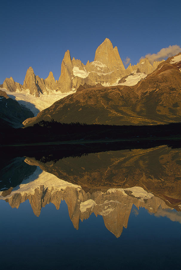 Dawn Fitzroy Massif Reflection Patagonia Photograph by Colin Monteath