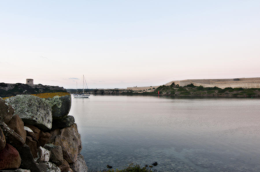 Entrance to Port Mahon in Minorca Island - Dawn in cold bluish  Photograph by Pedro Cardona Llambias