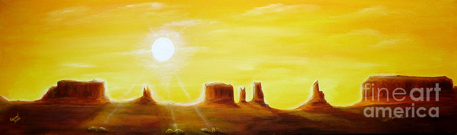 Sunset Painting - Dawn in Monument Valley by Christine Huwer