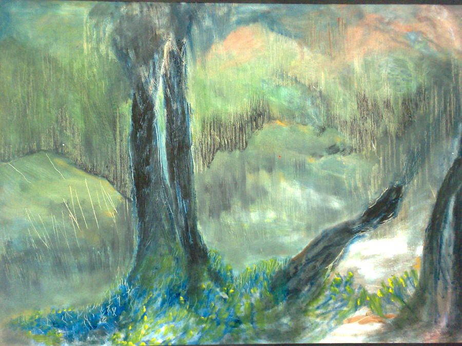 Dawn in the valley Painting by Subrata Bose
