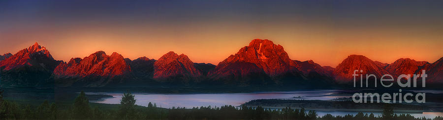 Dawn Light on the Tetons Grant Tetons National Park Wyoming Photograph by Dave Welling