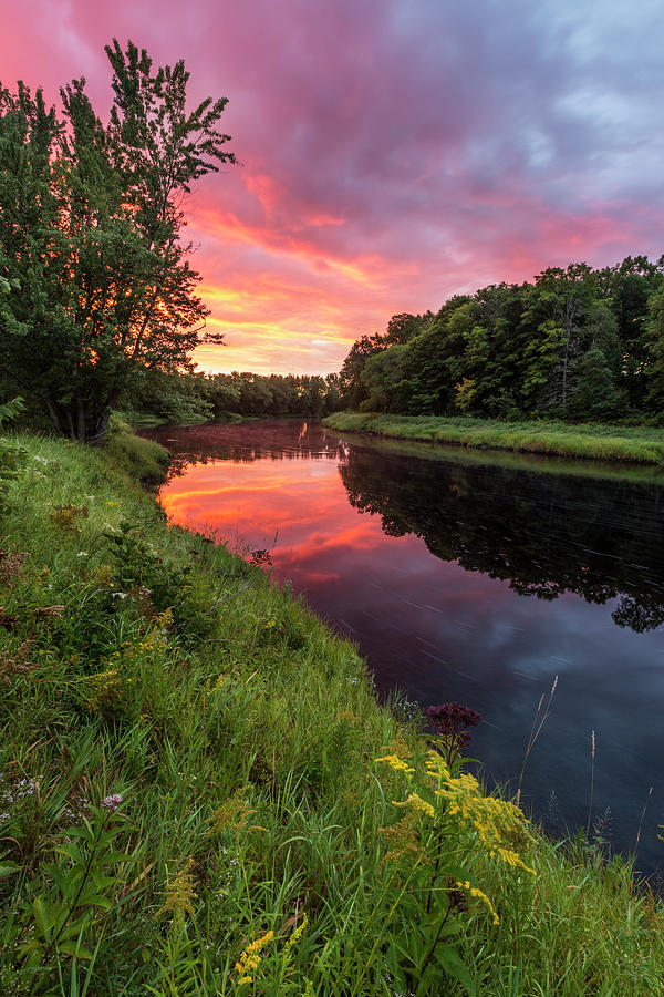Bend Photograph - Dawn On The Mattawamkeag River Flowing by Jerry and Marcy Monkman