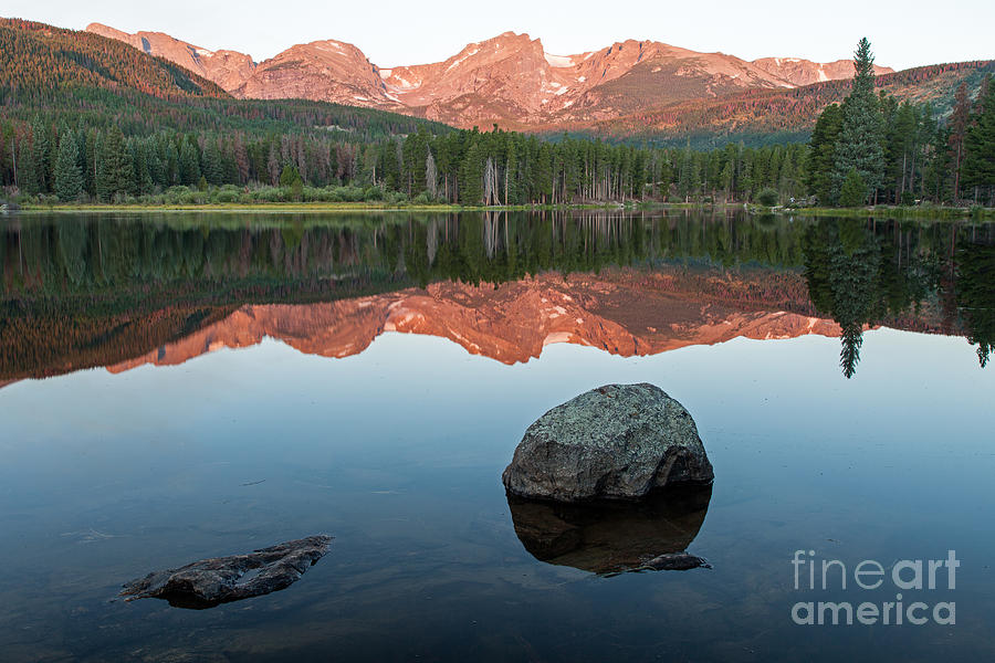 Dawn over Sprague Lake in Rocky Mountain National Park Photograph by Fred Stearns