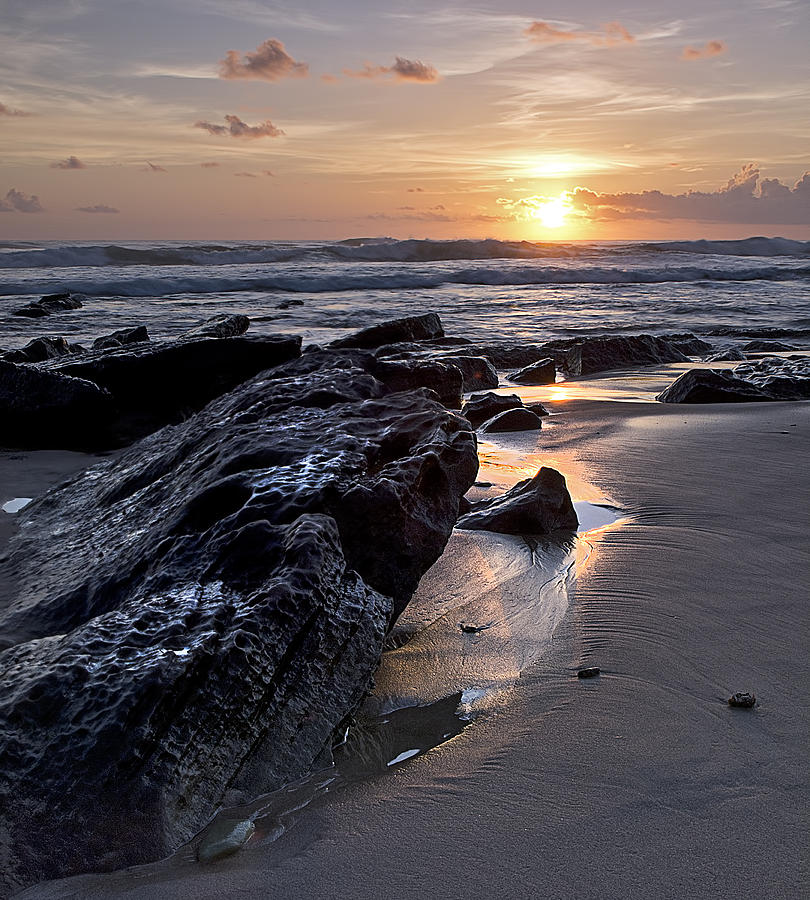 Beach Photograph - Dawn rocks 1 by Guy Roberts
