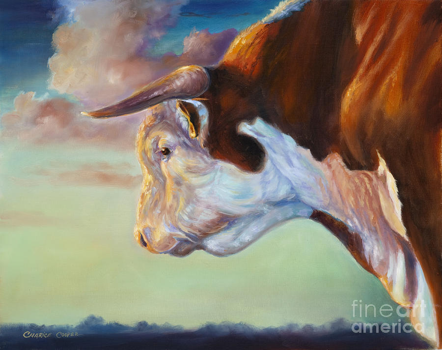 Bull Painting - Dawns Early Light by Charice Cooper