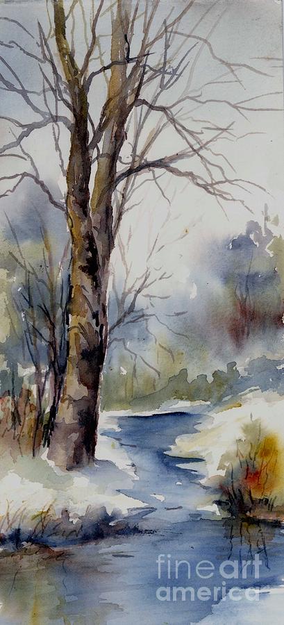 Misty Winter Wood Painting by Virginia Potter
