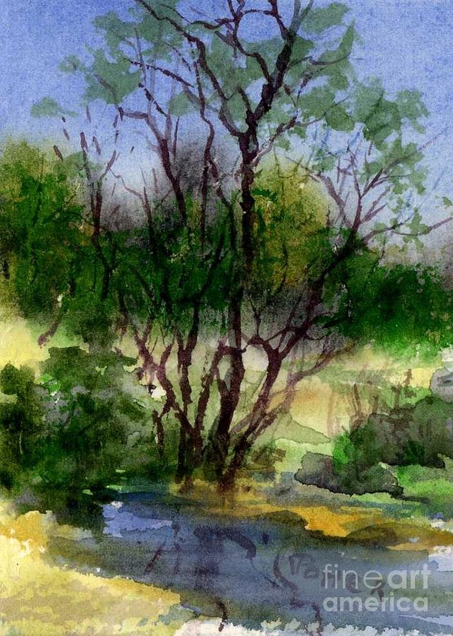 Day 24 Creek Side Aceo Painting by Virginia Potter