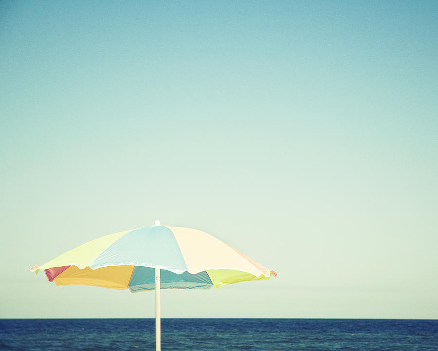 Umbrella Photograph - Day at the Beach - Summer Beach Photography by Carolyn Cochrane