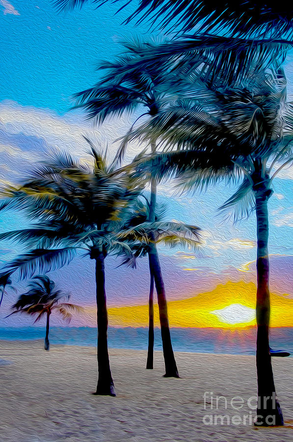 Sunset Mixed Media - Day at the Beach by Jon Neidert