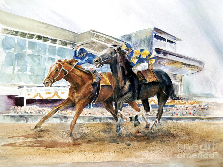 Horse Painting - Day At The Races by Dotty  Reiman