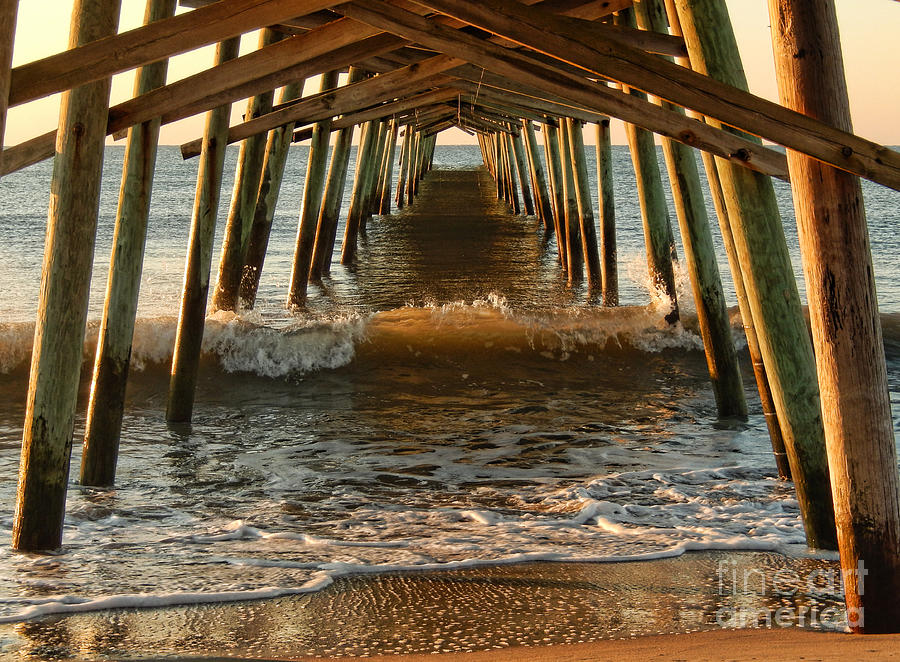 Nature Photograph - Day Break Pier by Kelley Freel-Ebner