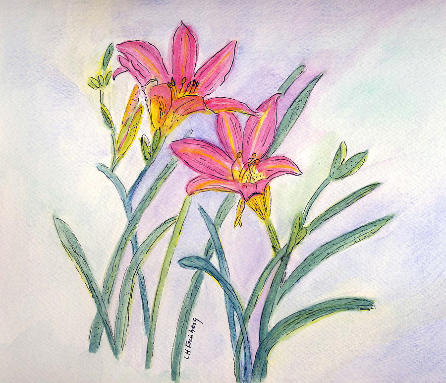 Day Lilies Painting by Linda Feinberg