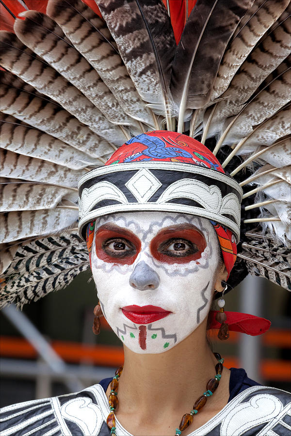 Day of the Dead El Museo del Barrio NYC 2014 Feathered Headdress Photograph by Robert Ullmann