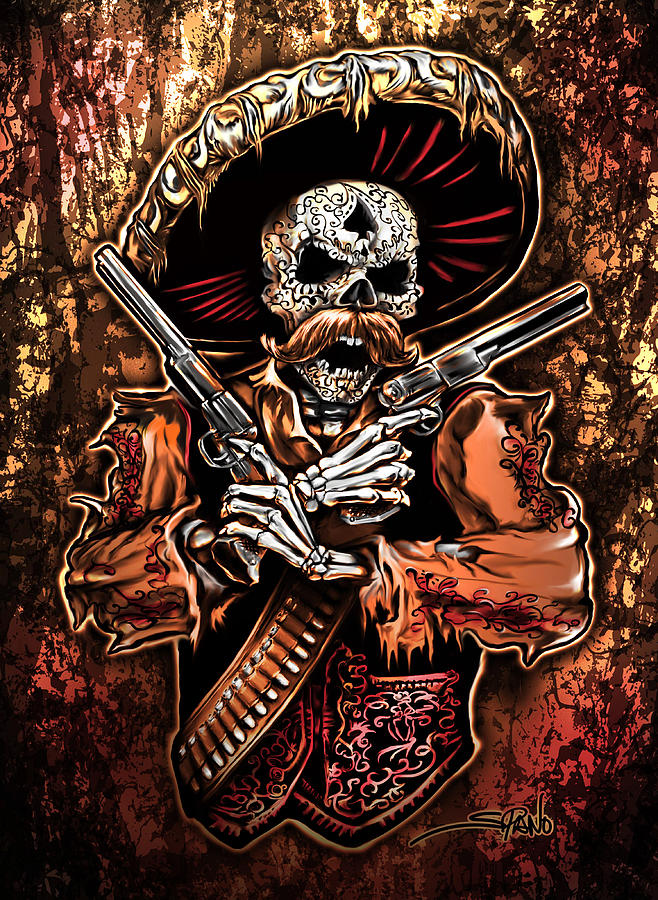 Day of the Dead Gunslinger Painting by Michael Spano