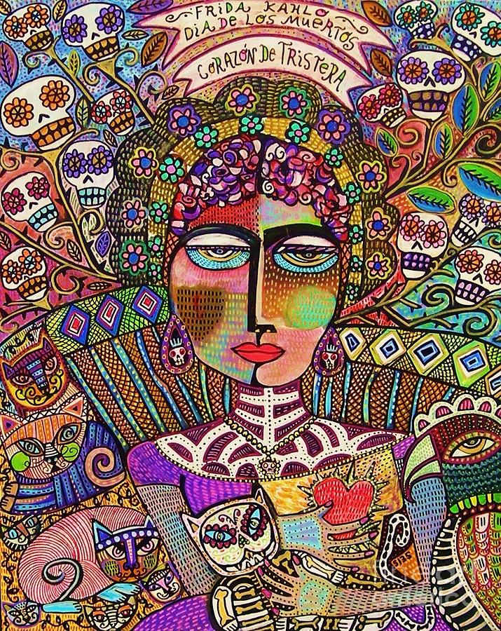 Day Of The Dead - Heart Of Sorrow - Frida Kahlo - SILBERZWEIG ORIGINAL PAINTING - 24 x 30 inch by Sandra Silberzweig Day Of The Dead - Heart Of Sorrow - Frida Kahlo - SILBERZWEIG ORIGINAL PAINTING - 24 x 30 inch by Sandra Silberzweig