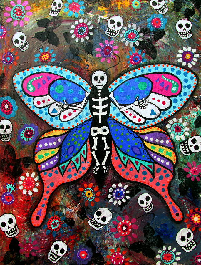 Day Of The Dead Skellyfly IIi Painting by Pristine Cartera Turkus