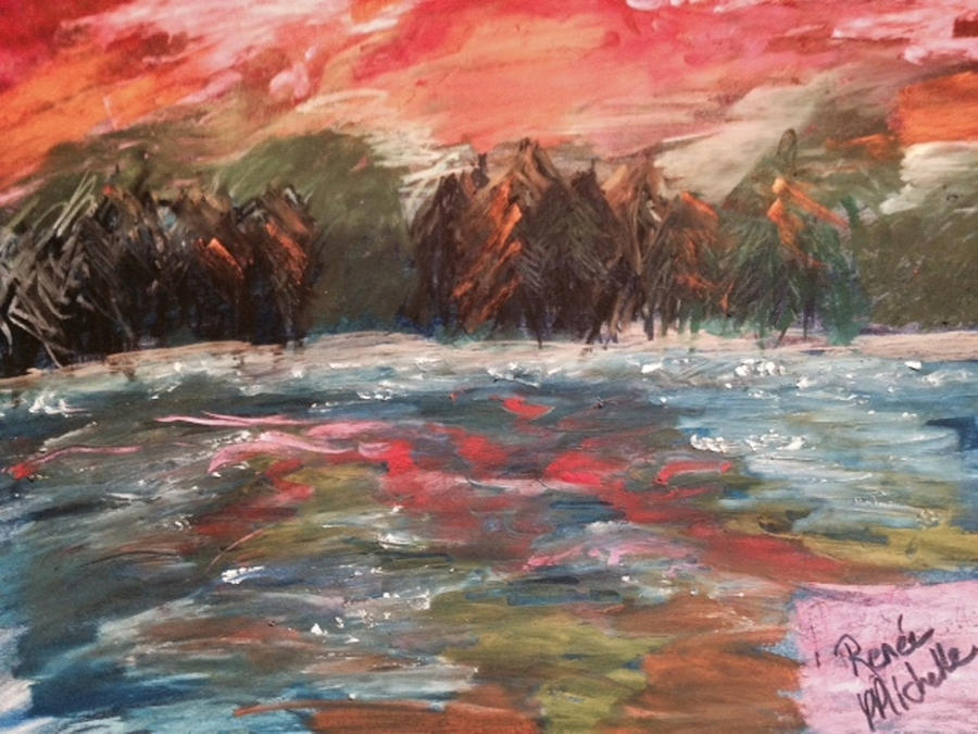 Daybreak over Lake Parker Pastel by Renee Michelle Wenker
