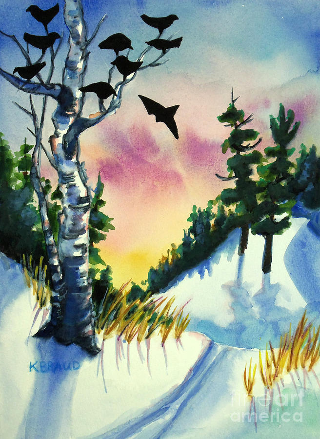 Daybreak Ski              Painting by Kathy Braud