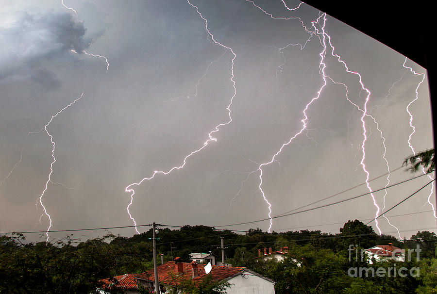 Daytime Lightning Barrage Photograph by Marko Korosec