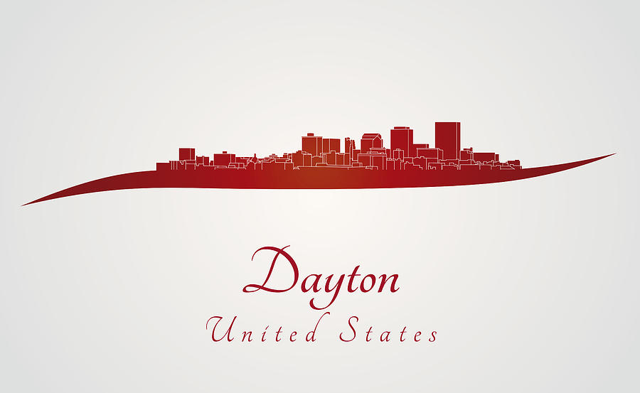 Dayton skyline in red Digital Art by Pablo Romero