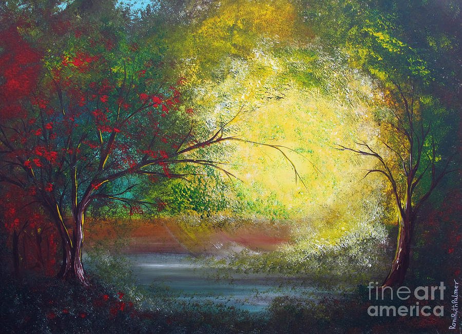 Tree Painting - Dazzeling sun by Roni Ruth Palmer