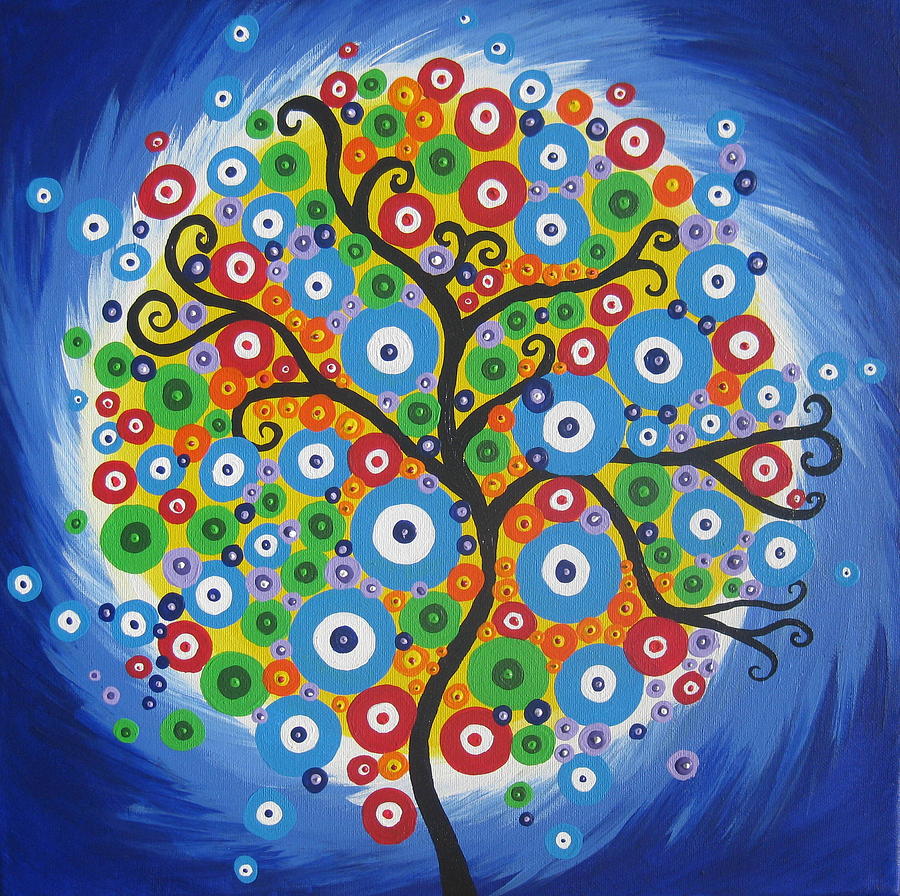 Abstract Painting - Dazzle Tree by Cathy Jacobs