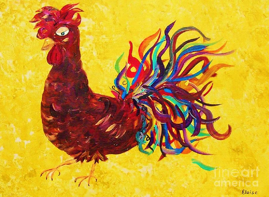 De Colores Rooster Painting by Eloise Schneider Mote