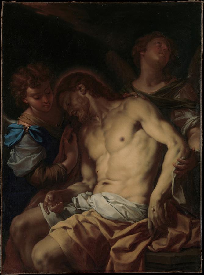 Francesco Trevisani Painting - Dead Christ Supported By Angels by Francesco Trevisani
